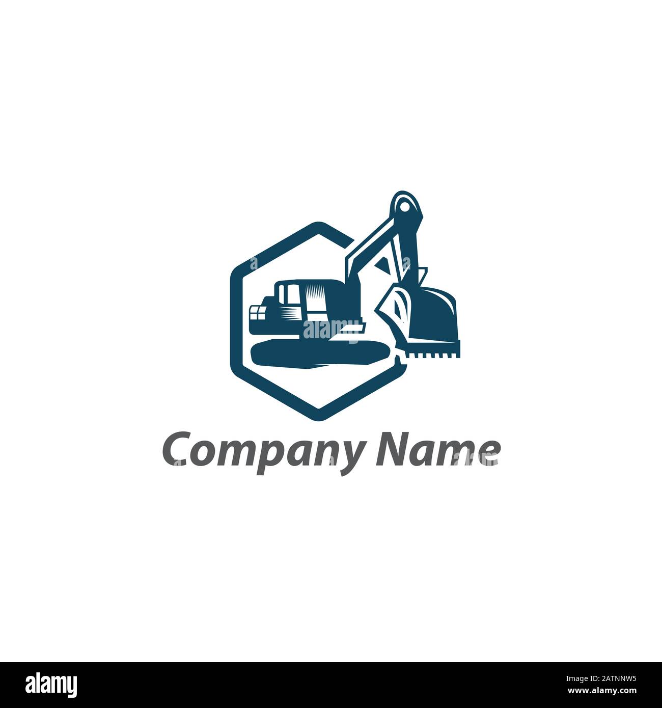 Macchina escavatore pesante con emblema tipo pala, Vector.EPS 10 Illustrazione Vettoriale
