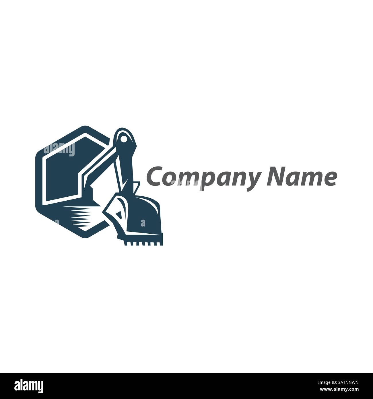 Macchina escavatore pesante con emblema tipo pala, Vector.EPS 10 Illustrazione Vettoriale