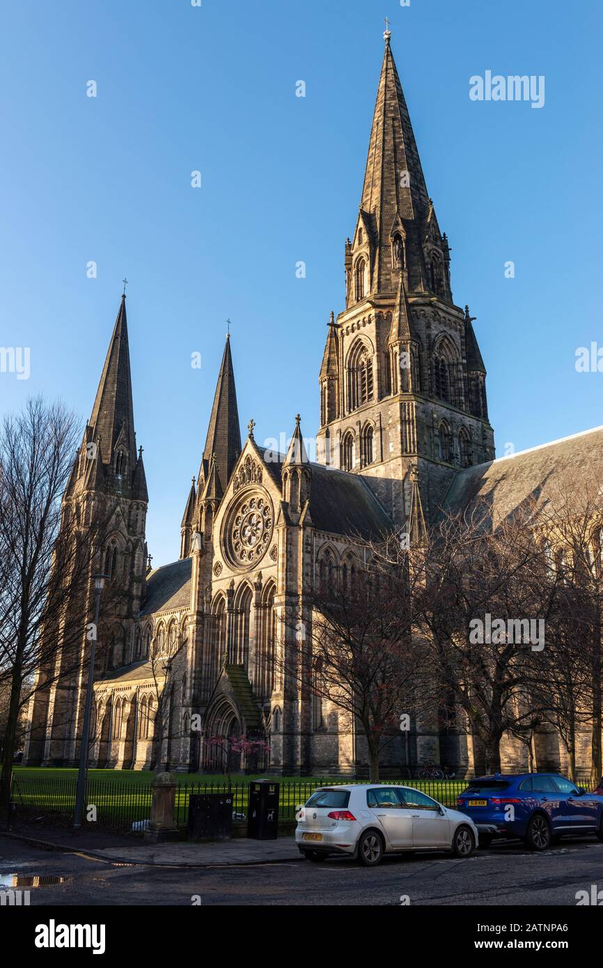 Cattedrale di Santa Maria (episcopale) nel West End di Edimburgo, Scozia, Regno Unito Foto Stock