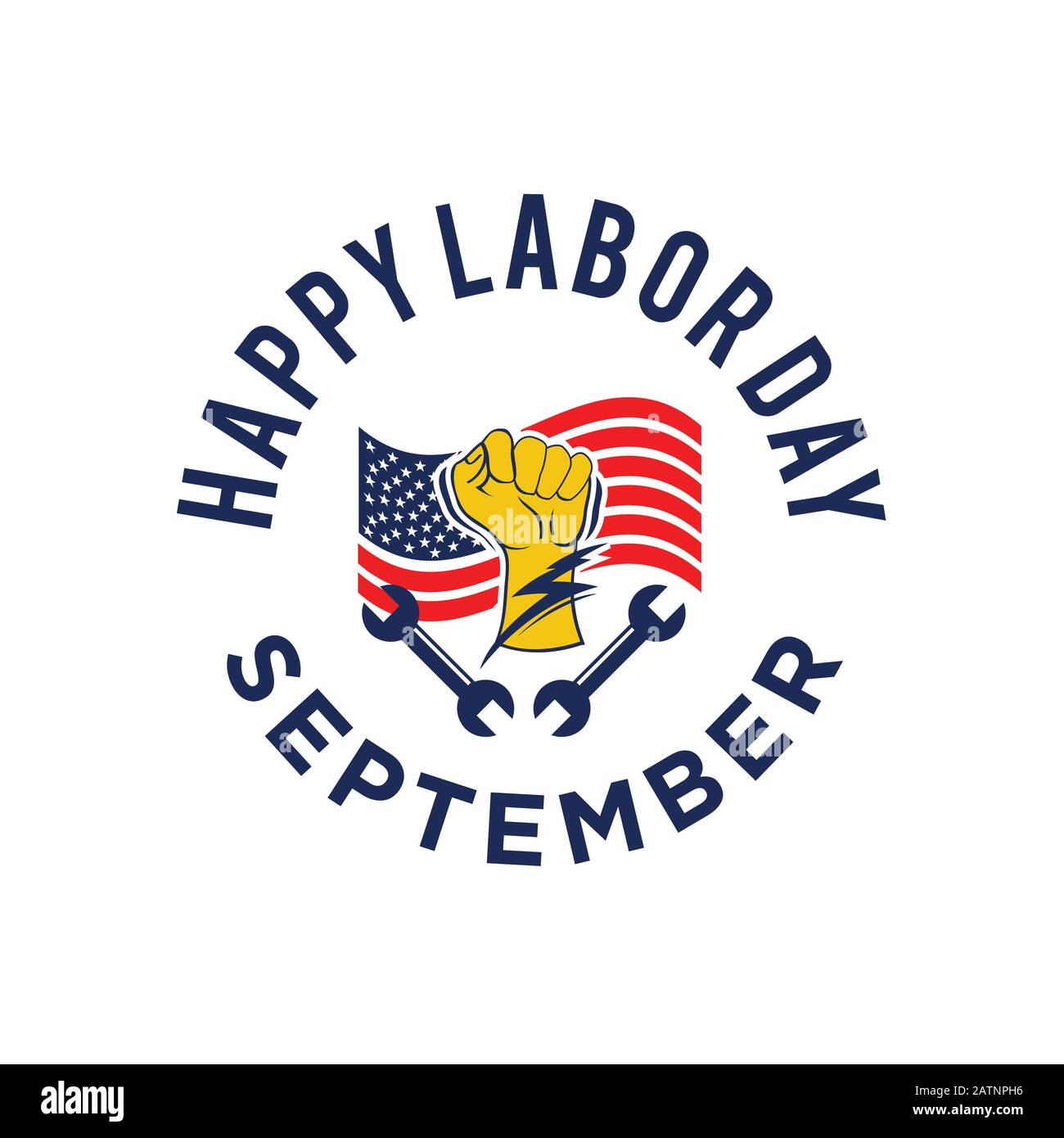 Labor Day Celebration banner con bandiera USA e testo - Labor Day Stati Uniti d'America Illustrazione Vettoriale