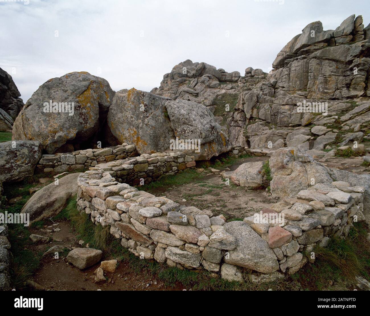 Castro di Baroña. Insediamento dell'età del ferro, 1st secolo a.C.-1st secolo d.C. Galizia, provincia di la Coruña, Spagna. Foto Stock