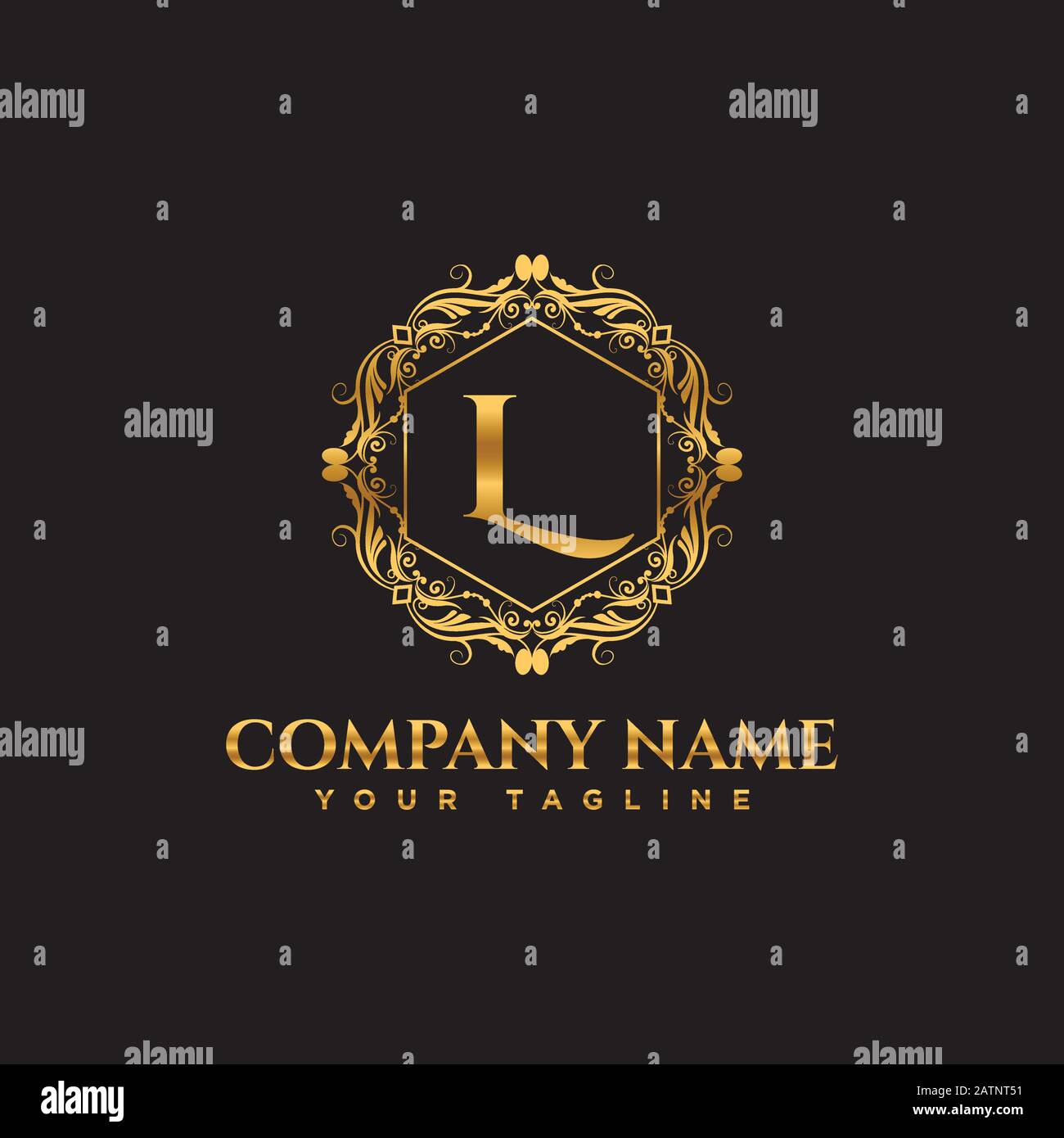 Logo di lusso. Motivo calligrafico elementi decorativi eleganti. Segni e simboli degli ornamenti vettoriali vintage. Il modello del logo Letters L. LUXURY. EPS10 Illustrazione Vettoriale