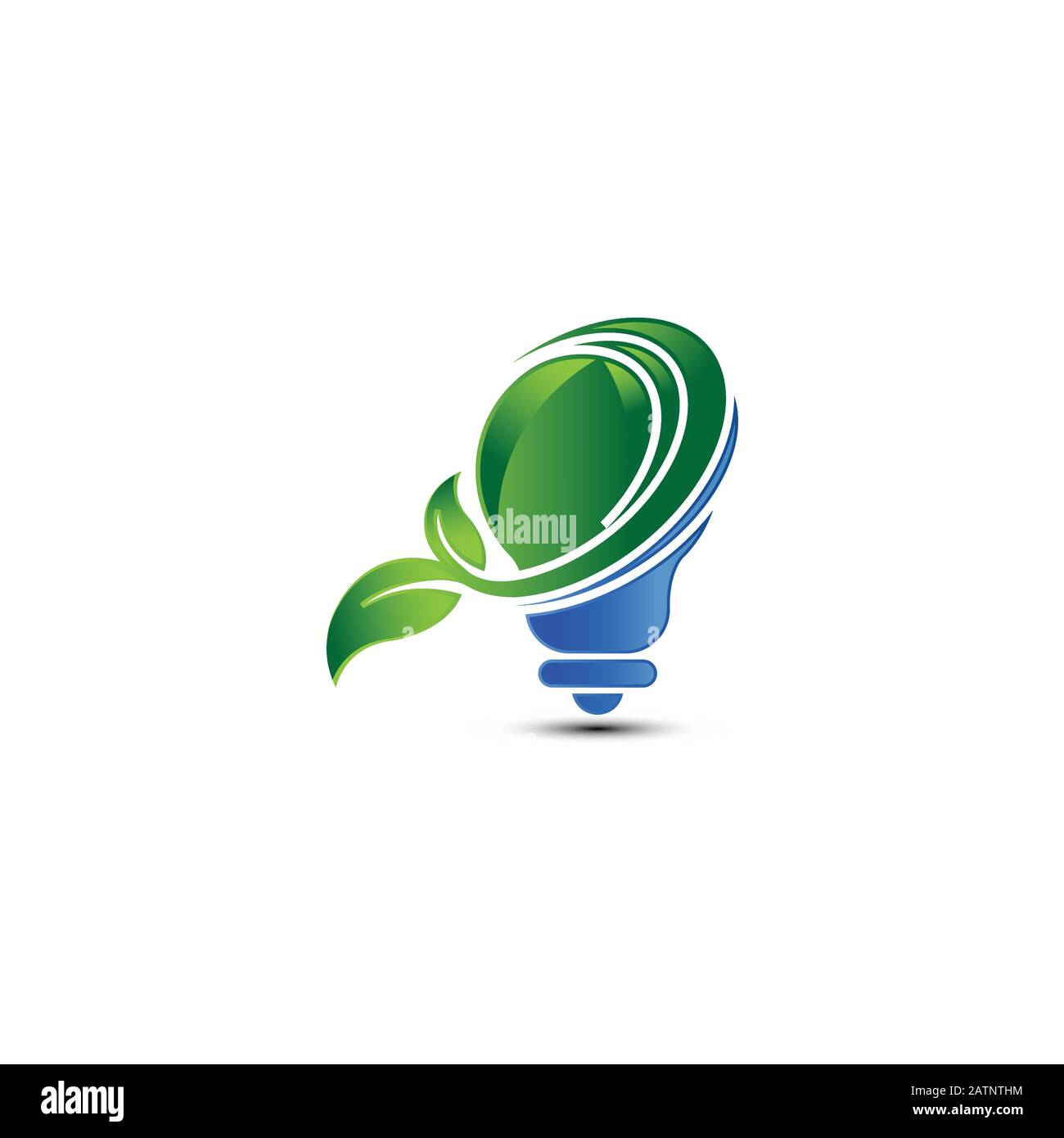 Simbolo isolato vettoriale della lampadina della lampada e foglia verde per la tecnologia elettrica.eps10 Illustrazione Vettoriale