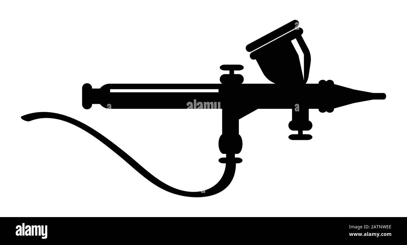 Illustrazione della pistola dell'attrezzatura per aerografo, spray per pittura automatico Illustrazione Vettoriale
