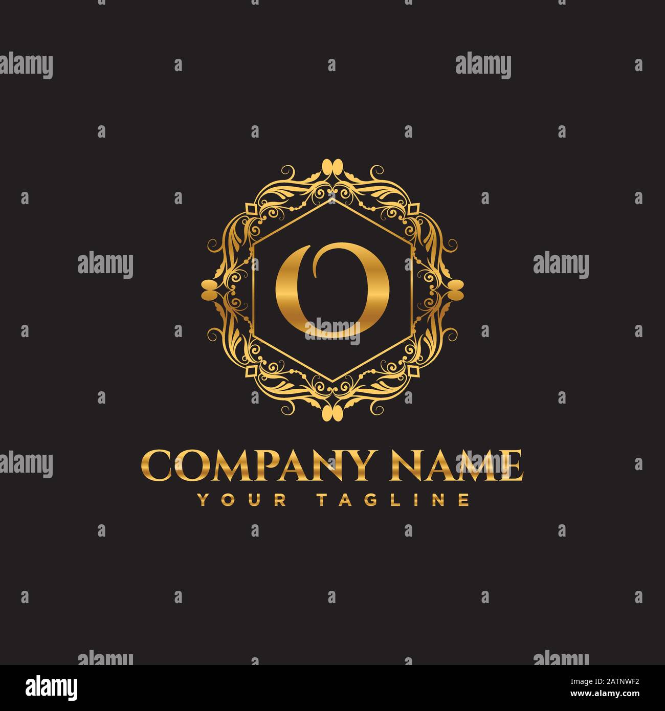 Segni e simboli degli ornamenti vettoriali vintage. Il modello del logo Letters O. LUXURY. EPS 10 Illustrazione Vettoriale