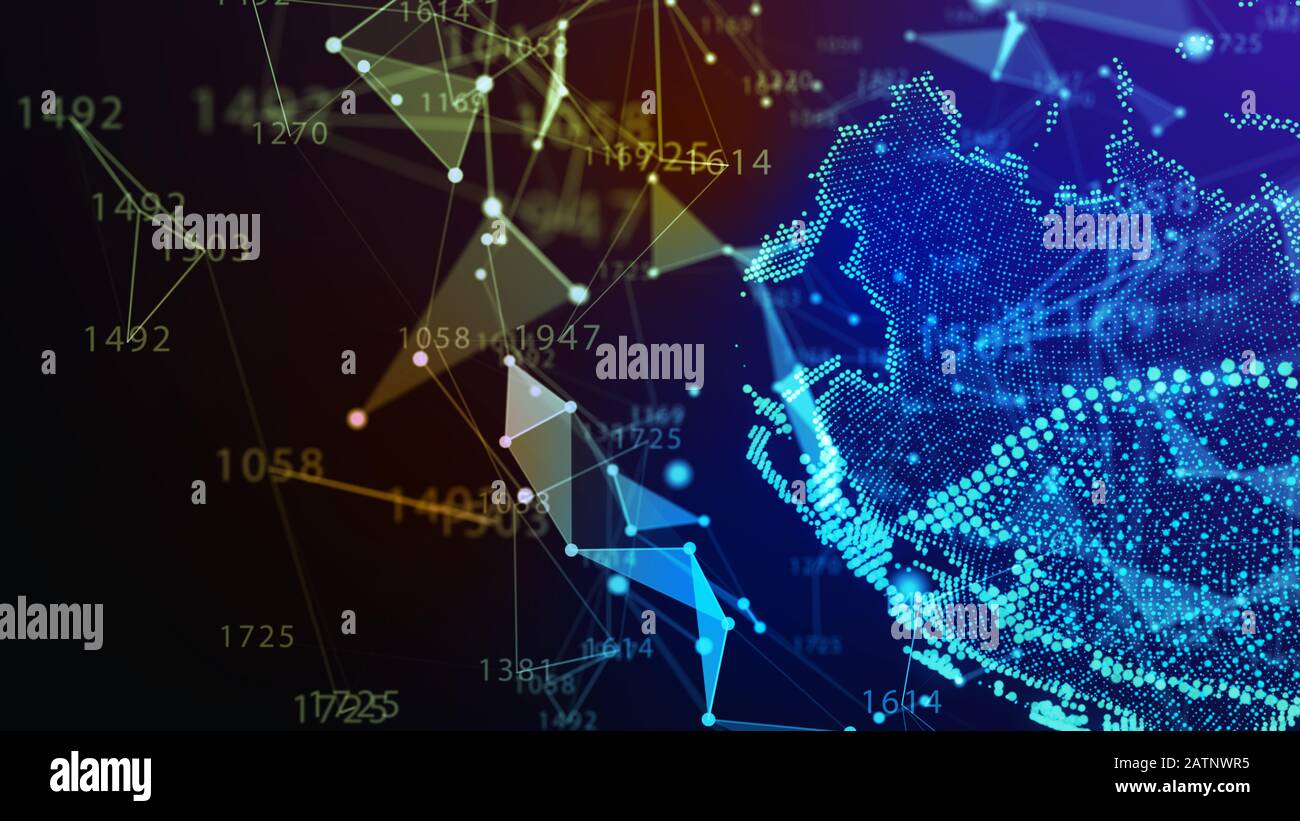 Concetto di rete, di comunicazione di internet. 3d'illustrazione. Foto Stock