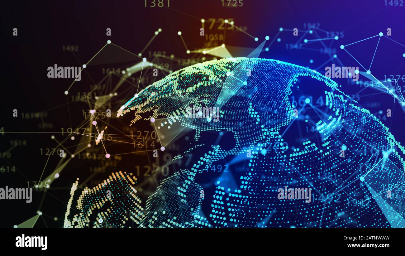 Concetto di rete, di comunicazione di internet. 3d'illustrazione. Foto Stock