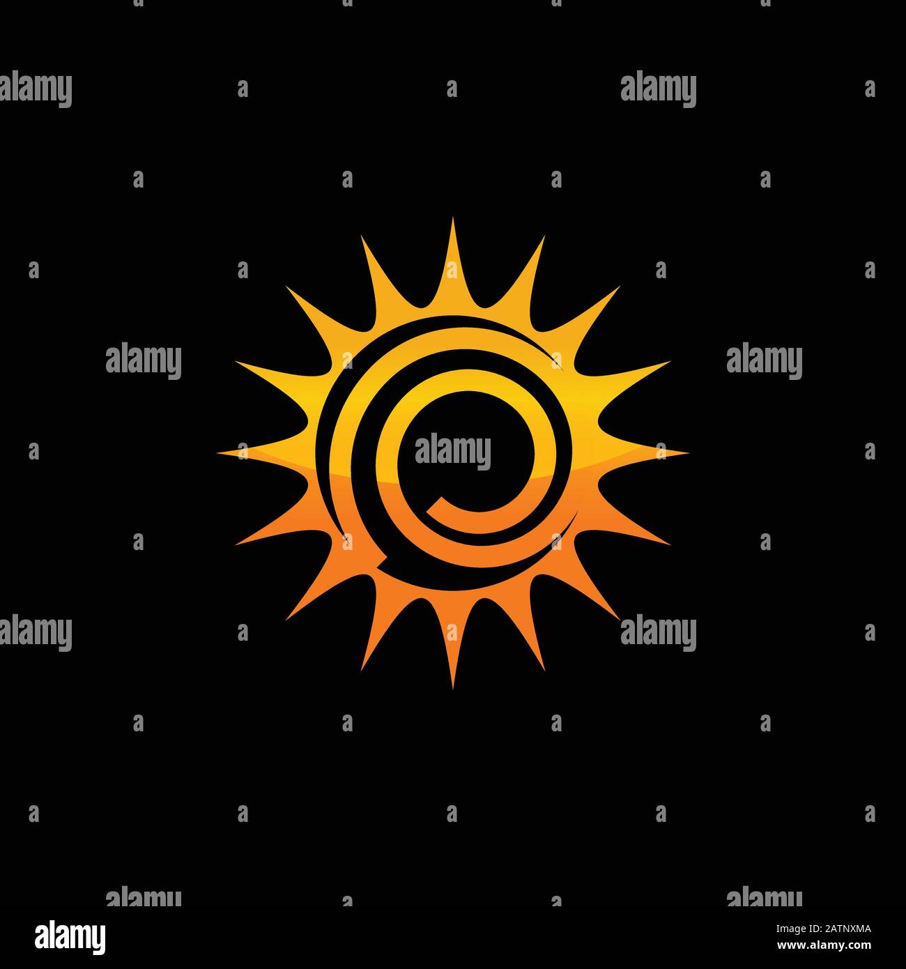 Design con icone estive isolate Sun Vector. Simbolo del sole giallo vettoriale. Elemento solare vettoriale. Simbolo di simbolo isolato del logo del sole vettoriale dell'icona meteo Sun Illustrazione Vettoriale