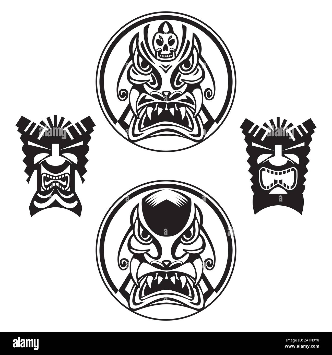 Immagine di una maschera dei Maya con ornamento etnico. Illustrazione del vettore Illustrazione Vettoriale