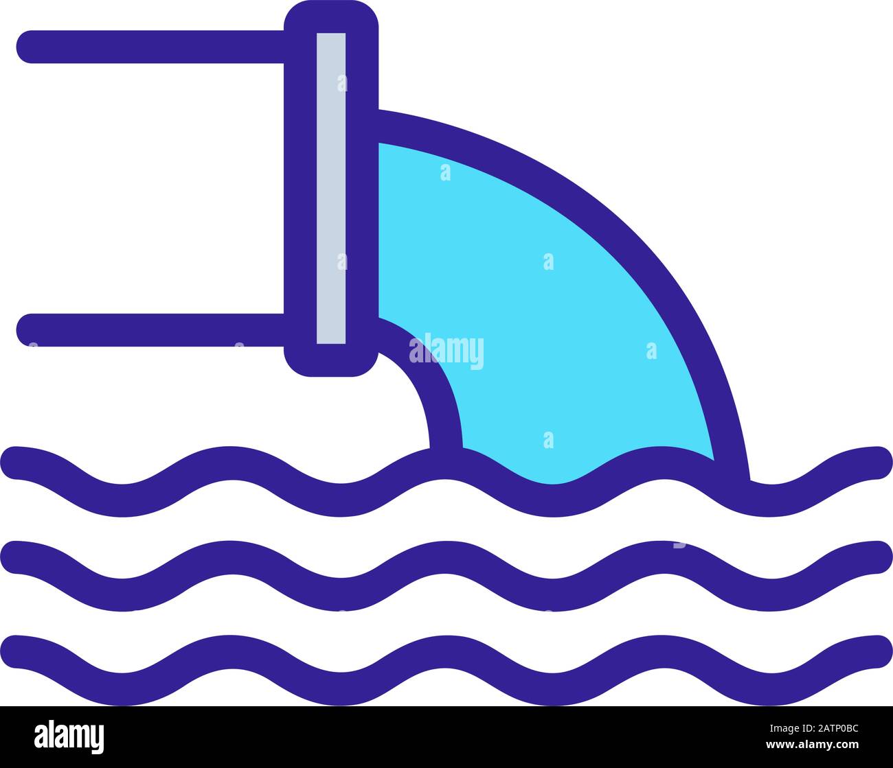 Avvelenamento delle emissioni in acqua vettore icona. Isolate il simbolo di contorno illustrazione Illustrazione Vettoriale