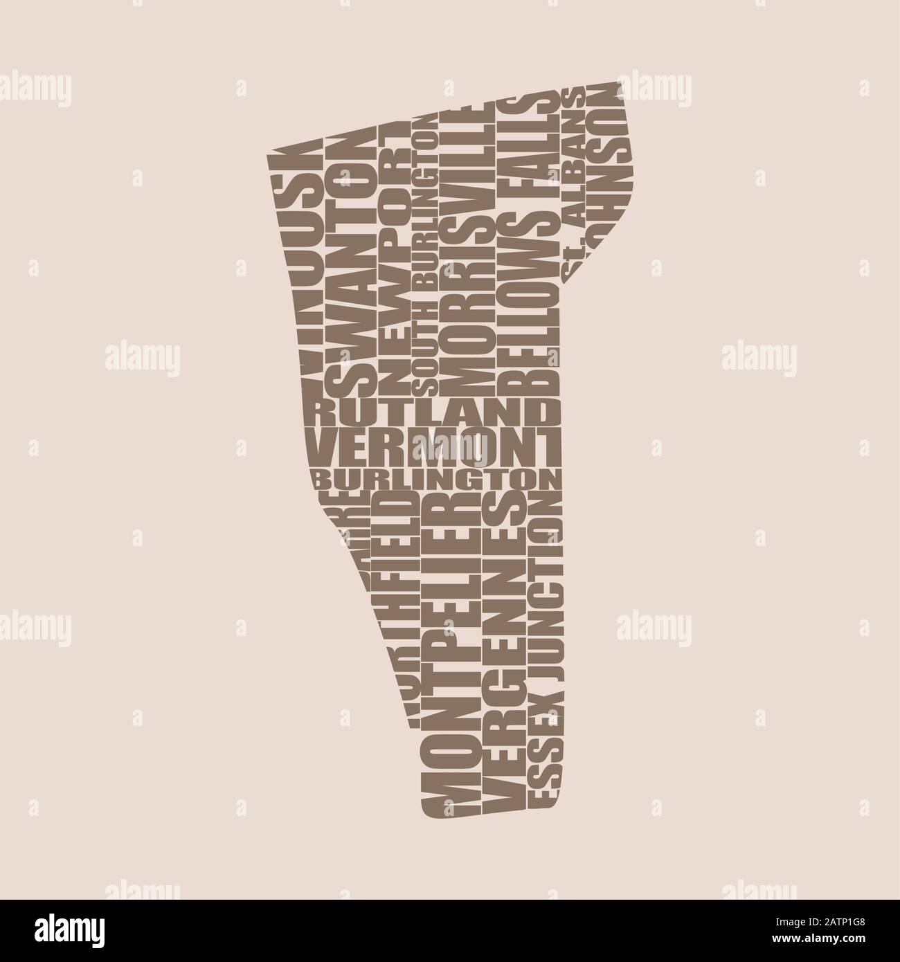 Word cloud mappa di stato del Vermont Illustrazione Vettoriale