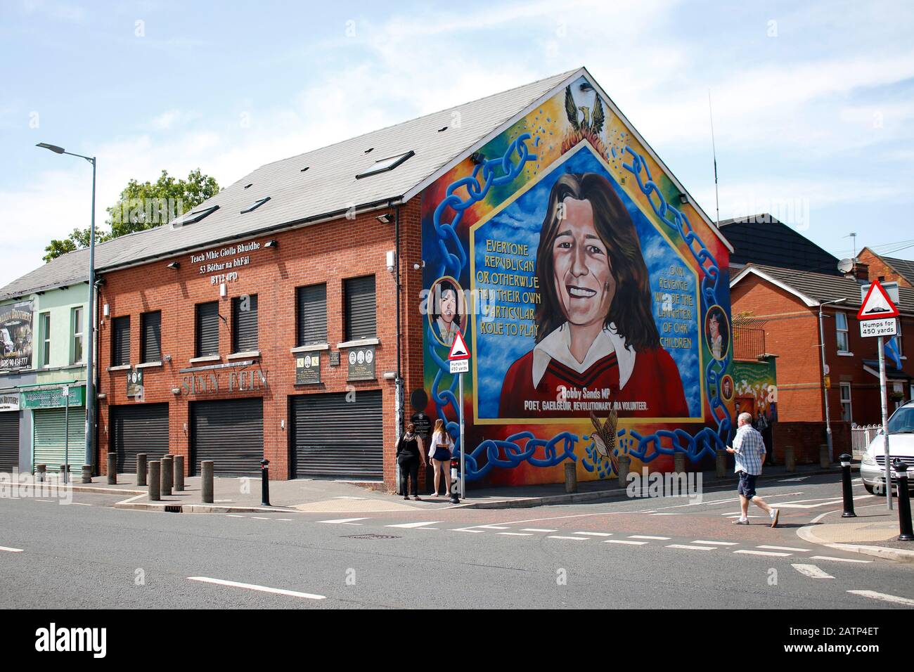 Bobby Sands murale, Belfast, Nordirland/ Irlanda del Nord (nur fuer redaktionelle Verwendung. Keine Werbung. Referenzdatenbank: http://www.360-berlin. Foto Stock