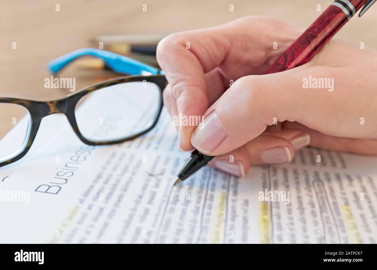 Copia editor revisione business brief Foto Stock