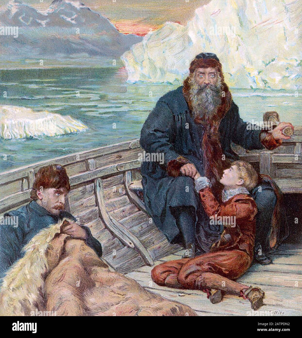 Henry HUDSON (c 1565-1611) capitano ed esploratore del mare inglese è gettato alla deriva con suo figlio e sette altri a James Bay, Canada Foto Stock
