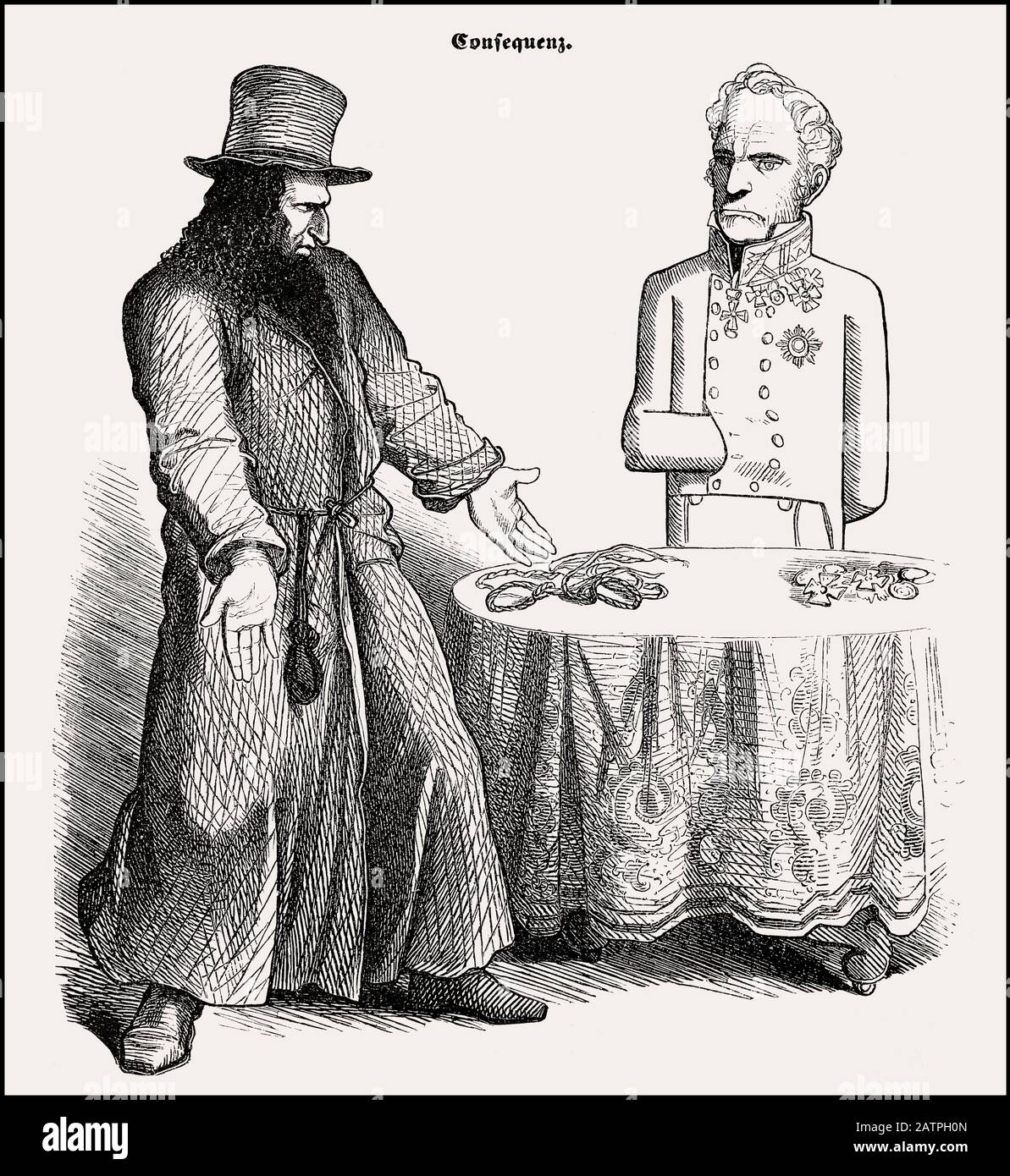 Caricatura antisemitica sulla morale statale incoerente, rivoluzione, 1848/49, Germania Foto Stock