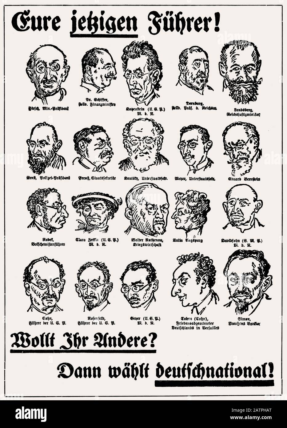 "Se non Lo Volete, Votate German National", manifesto elettorale tedesco antisemitico, Partito Nazionale Tedesco Del Popolo´s, 1919 Foto Stock