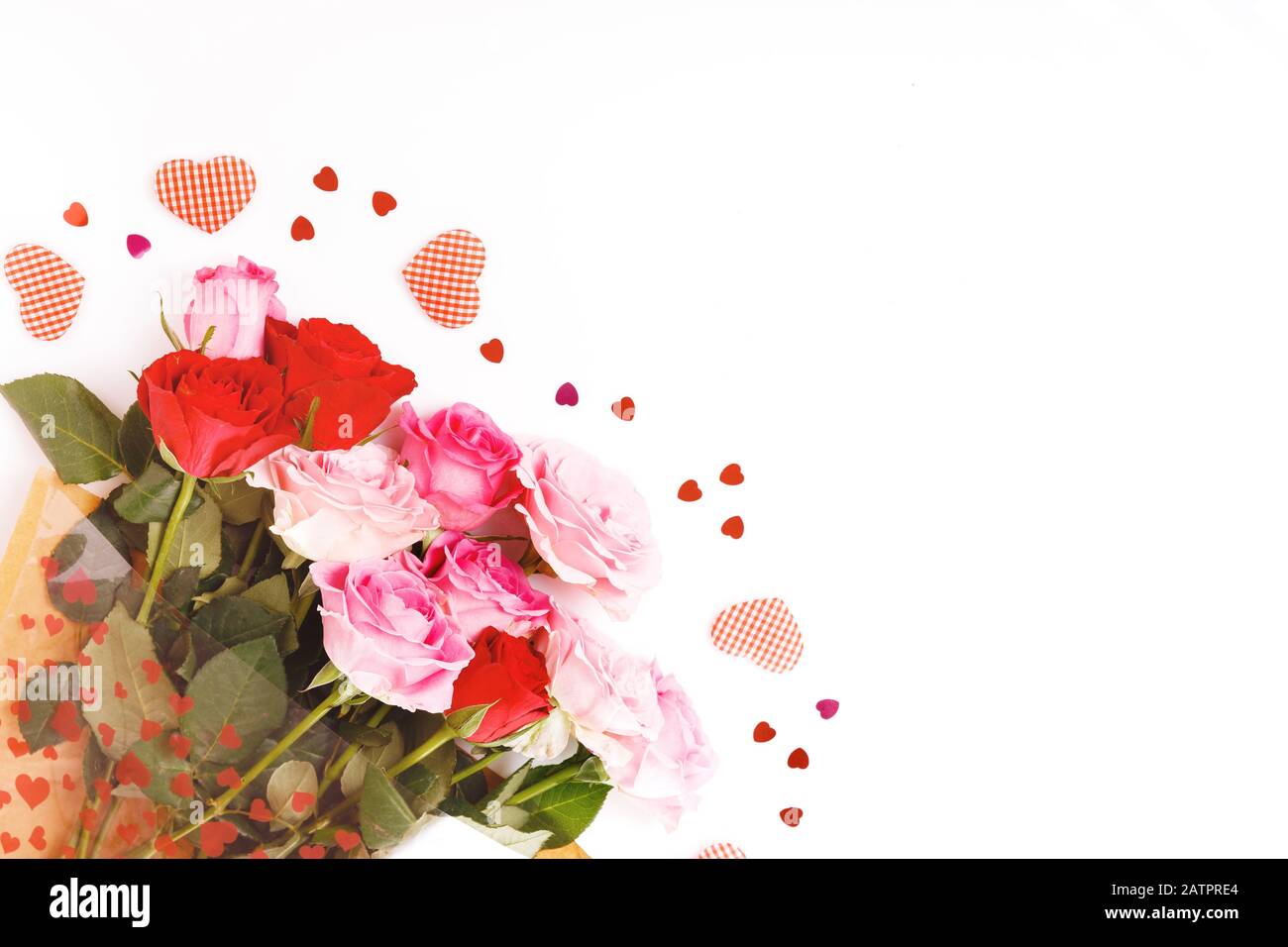 Bouquet di lusso fatta di rose rosse nel negozio di fiori di San Valentino bouquet di rose rosse Foto Stock