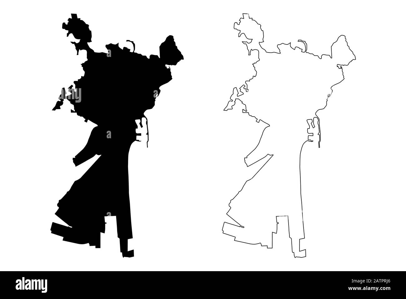 Città di Catania (Repubblica Italiana, Italia, Sicilia) mappa vettore illustrazione, abbozzare schizzo Città di Catania mappa Illustrazione Vettoriale