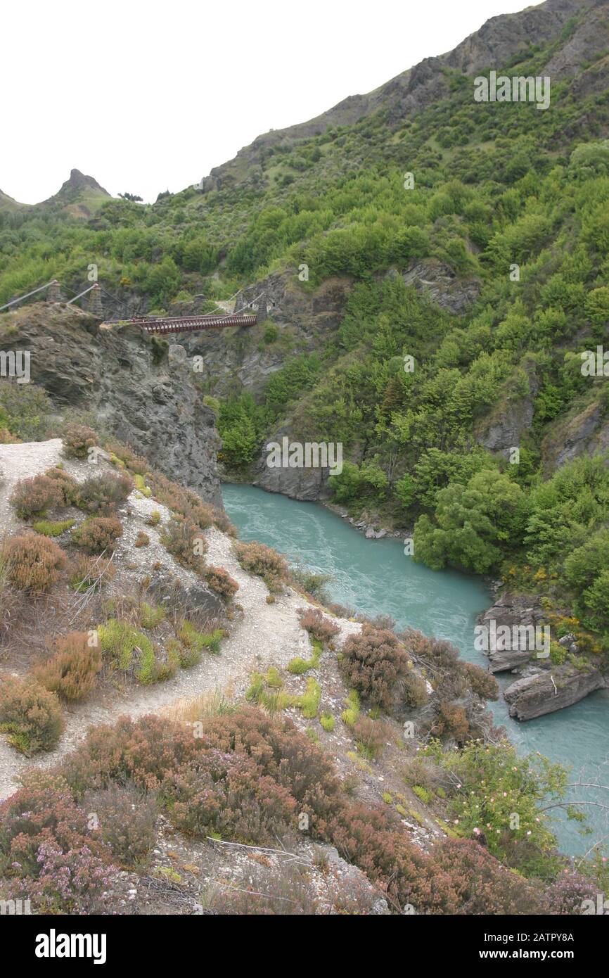 Bungee Bungy Jumping Sul Fiume Kawarau, Queenstown, Nuova Zelanda Foto Stock