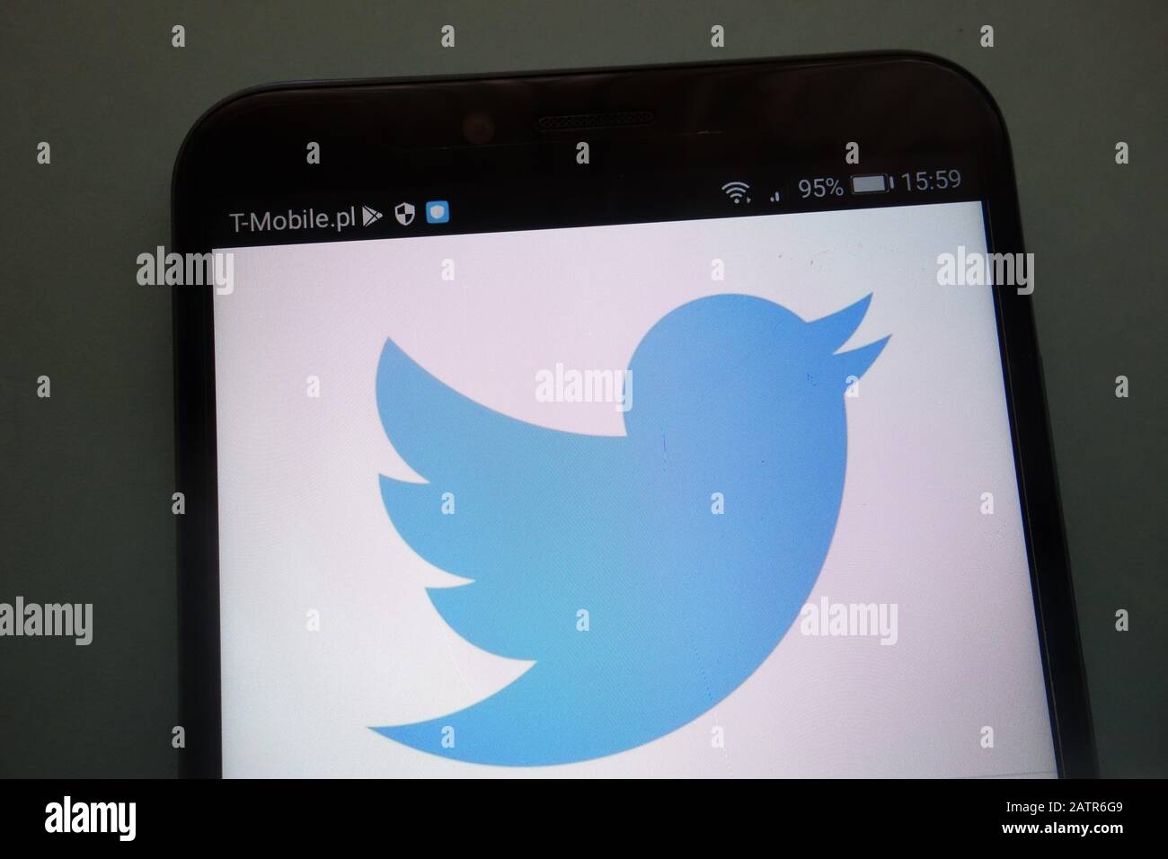 Logo Twitter sullo smartphone Foto Stock