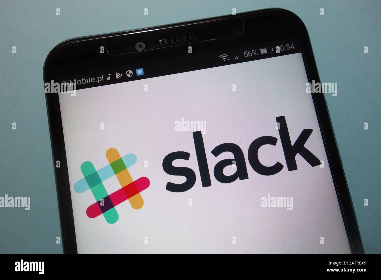 Logo slack sullo smartphone Foto Stock