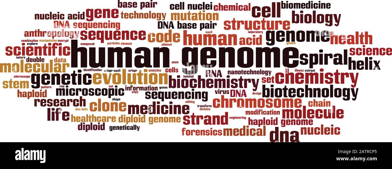Concetto di nuvola di parole del genoma umano. Collage fatto di parole sul genoma umano. Illustrazione del vettore Illustrazione Vettoriale