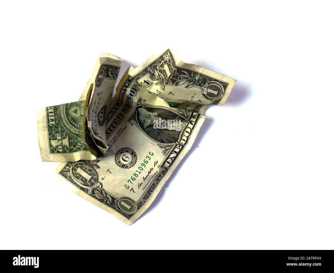 Due dollari sono su uno sfondo bianco. Foto Stock