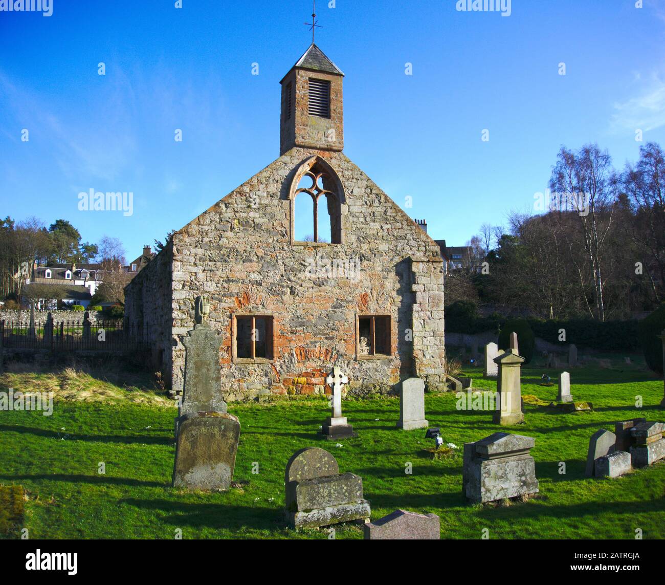 Auld Kirk e cimitero a Stow, Scottish Borders, Regno Unito Foto Stock