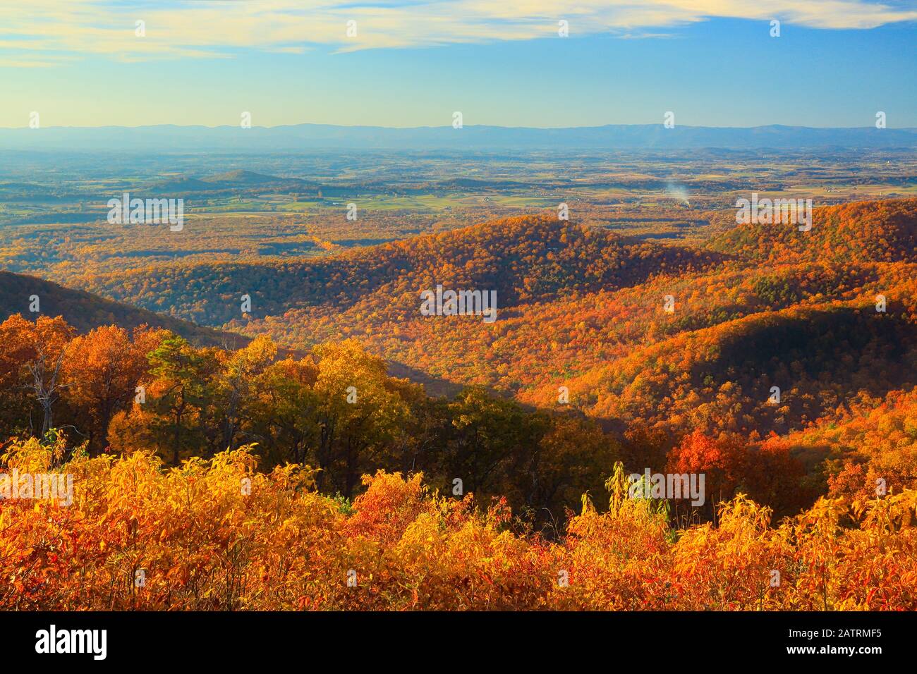 Tramonto, Turk Mountain si affacciano, Parco Nazionale di Shenandoah, Virginia, Stati Uniti d'America Foto Stock