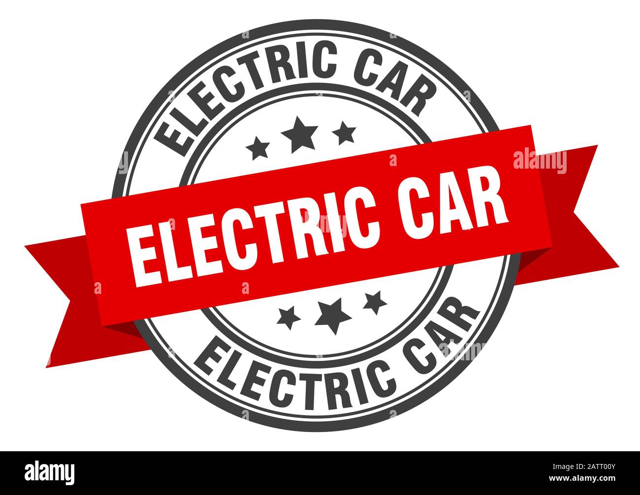 etichetta auto elettrica. cartello con la fascetta rotonda elettrica. timbro auto elettrica Illustrazione Vettoriale