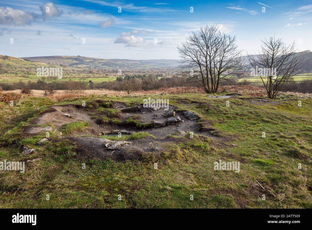 Resti Della Miniera Di Odin, Mam Tor, Il Distretto Di Picco, Derbyshire, Regno Unito Foto Stock