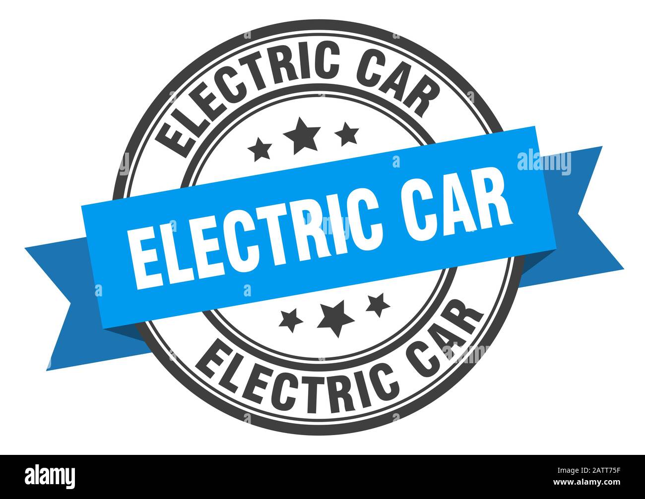 etichetta auto elettrica. cartello con la fascetta rotonda elettrica. timbro auto elettrica Illustrazione Vettoriale