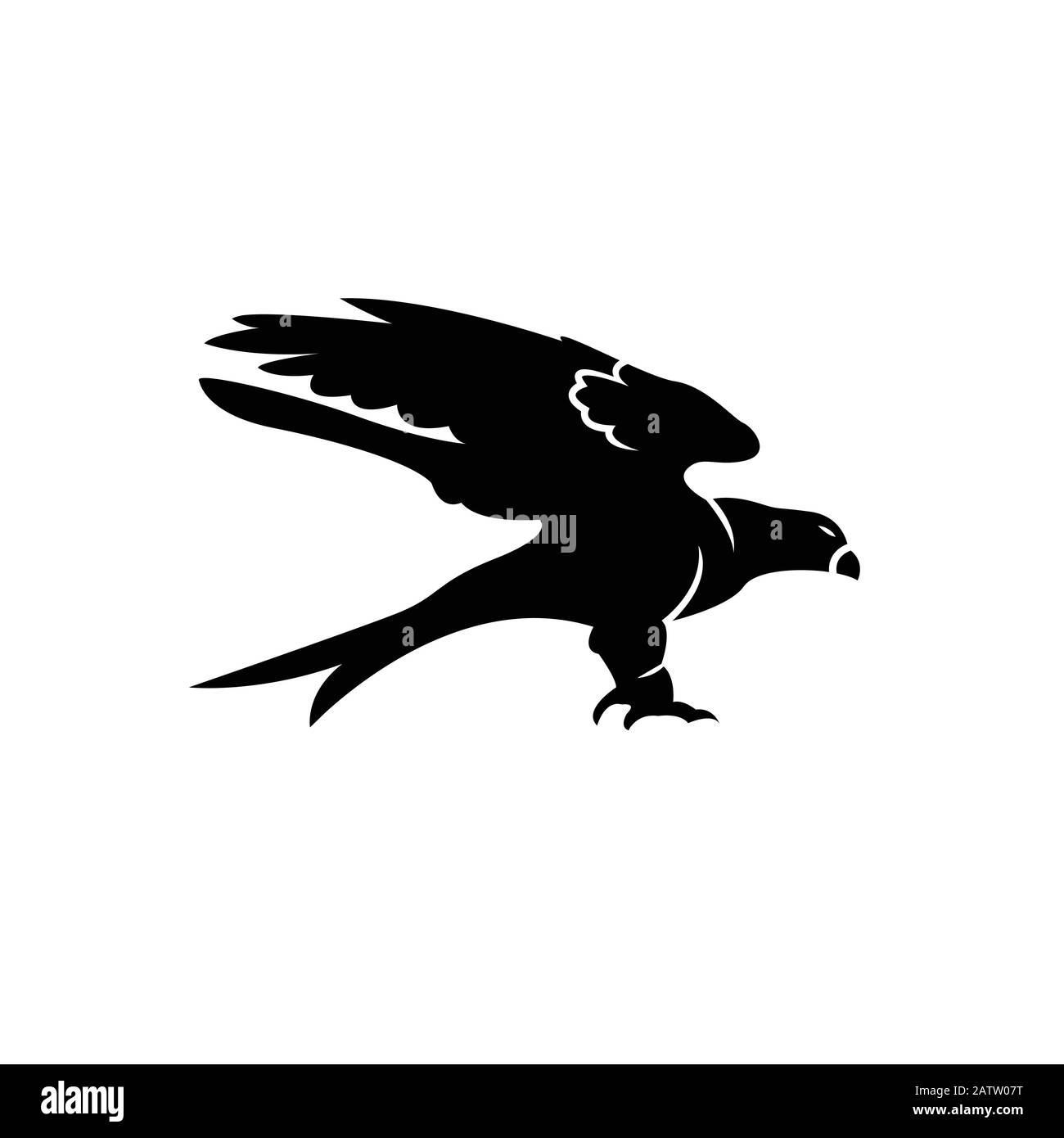 Corvo grafico bianco e nero isolato su sfondo bianco. Uccello vecchio e saggio. Raven Halloween personaggio Illustrazione Vettoriale