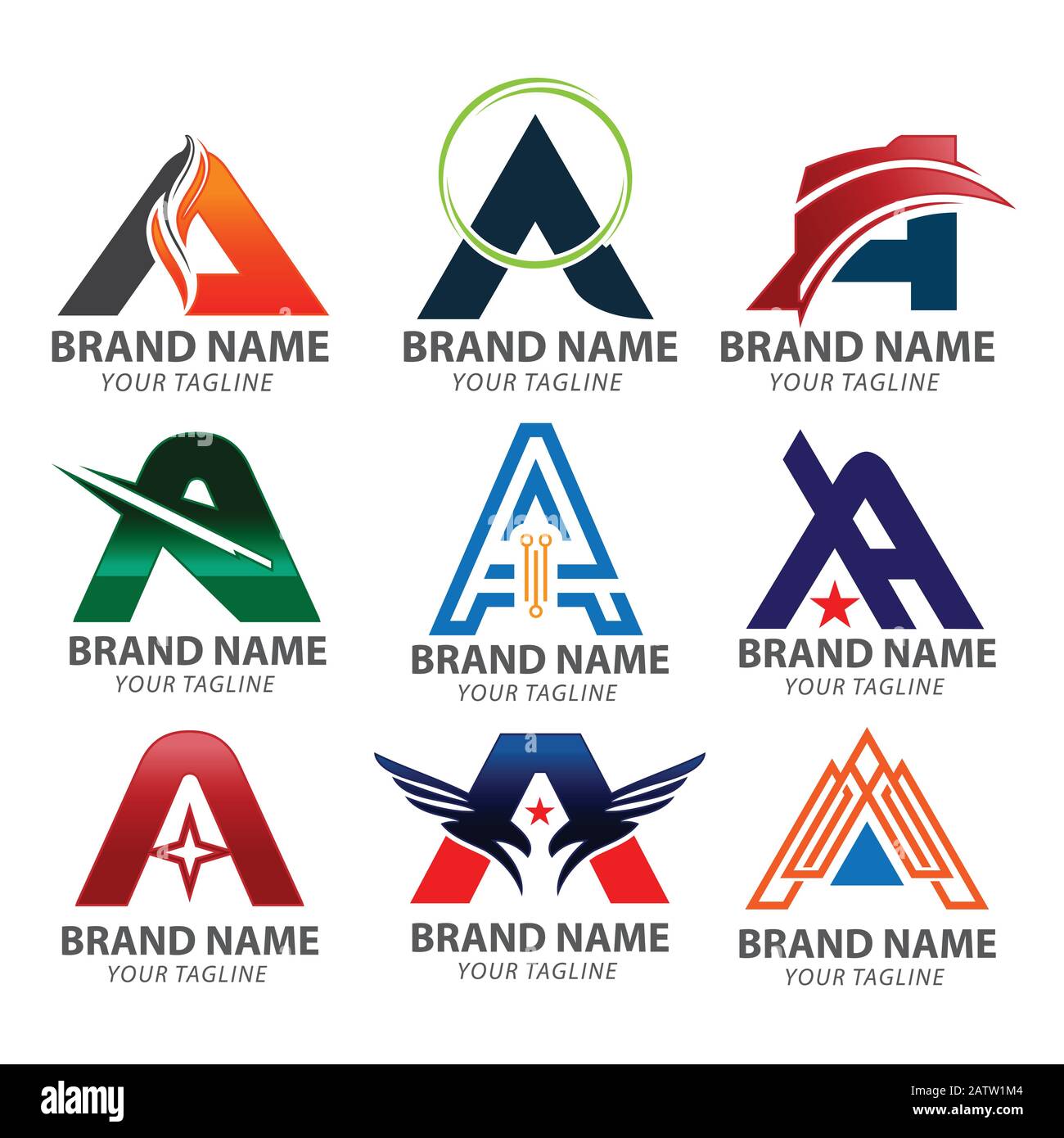Un vettore di logo di lettera, lettera UN vettore di logo, lettera creativa UN logo di lettera Illustrazione Vettoriale