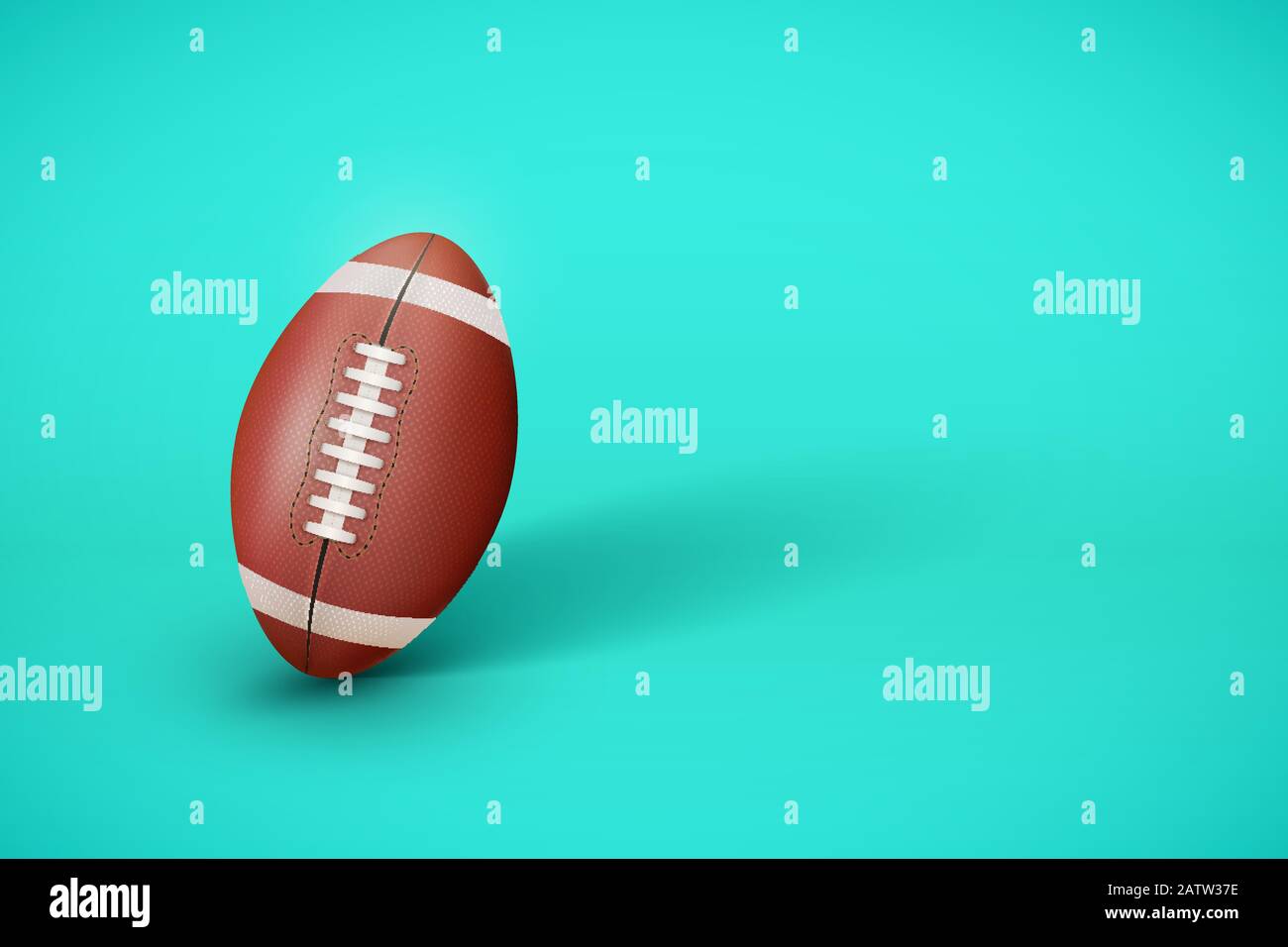 American Football ball su sfondo menta brillante. Concetto moderno Illustrazione di attrezzatura sportiva. Stile minimalista. Basket divertente vettore Illustrati Illustrazione Vettoriale