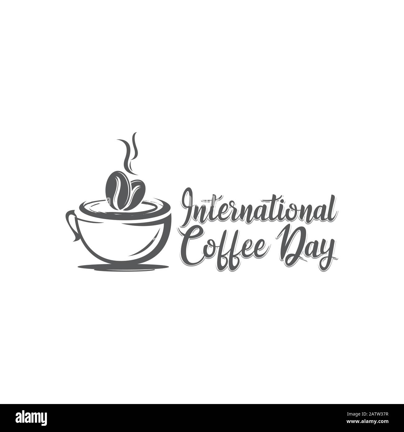 International Coffee Day. 1 ottobre. Alimentare il concetto di evento. Scritte a mano con il nome dell'evento inscritto nel bicchiere. Illustrazione Vettoriale