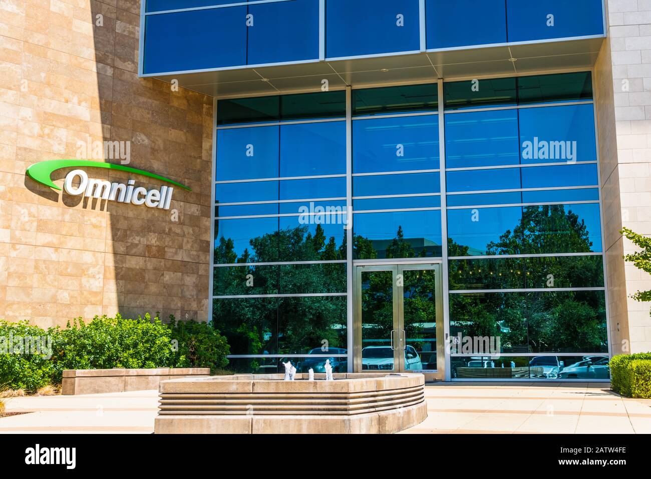 1 agosto 2019 Mountain View / CA / USA - Omnicell HQ in Silicon Valley; Omnicell Inc fornisce sistemi e soluzioni software per la sicurezza dei pazienti e per il suo lavoro Foto Stock