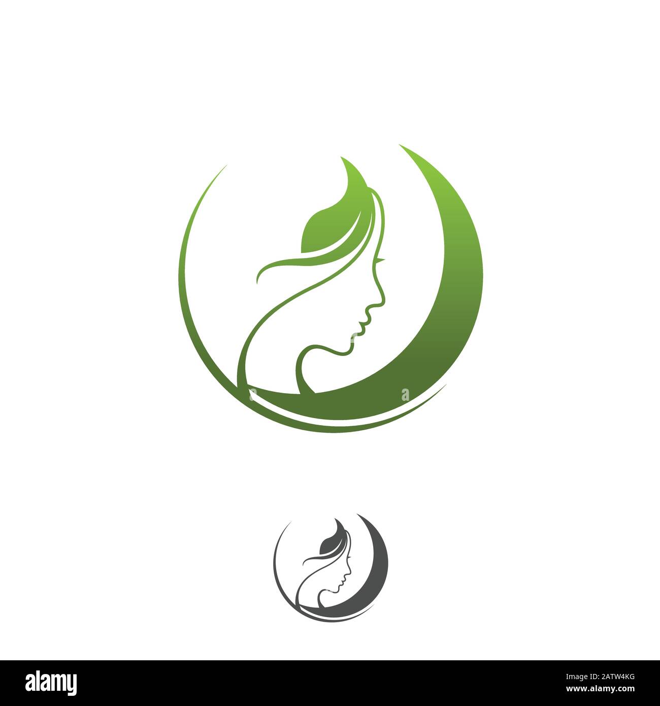 Logo Yoga. Logo di alimenti naturali e biologici. Icona eco-compatibile. Icona ecologia. Icona foglia. Icona energia verde. Logo cosmetico. Illustrazione Vettoriale