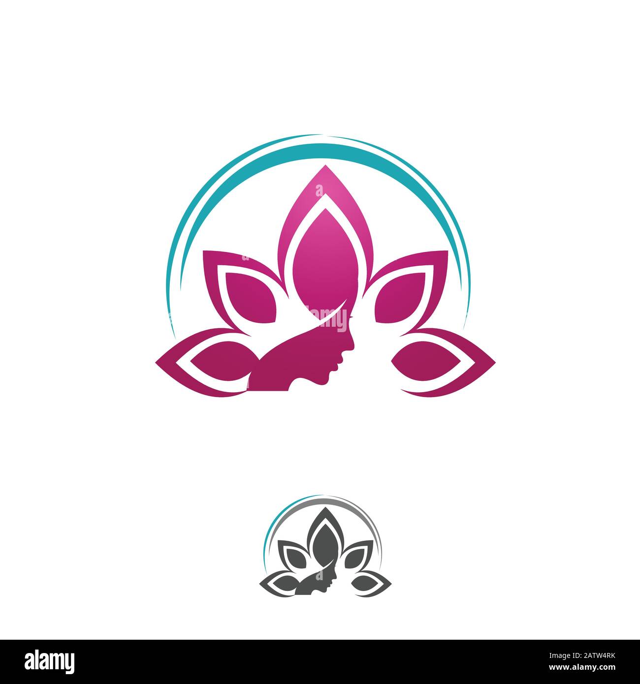 Logo Yoga. Logo di alimenti naturali e biologici. Icona eco-compatibile. Icona ecologia. Icona foglia. Icona energia verde. Logo cosmetico. Illustrazione Vettoriale