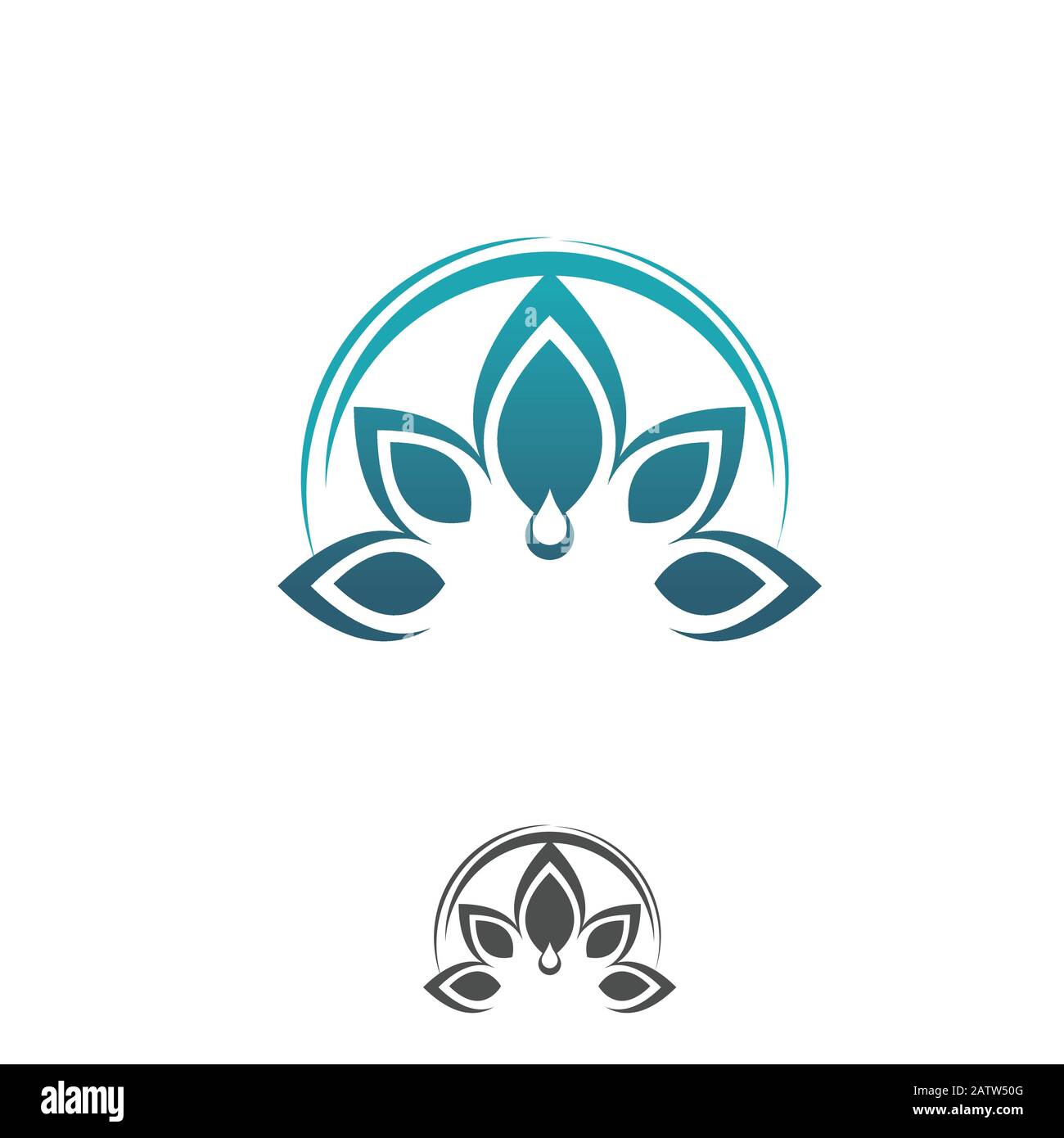 Logo Yoga. Logo di alimenti naturali e biologici. Icona eco-compatibile. Icona ecologia. Icona foglia. Icona energia verde. Logo cosmetico. Illustrazione Vettoriale