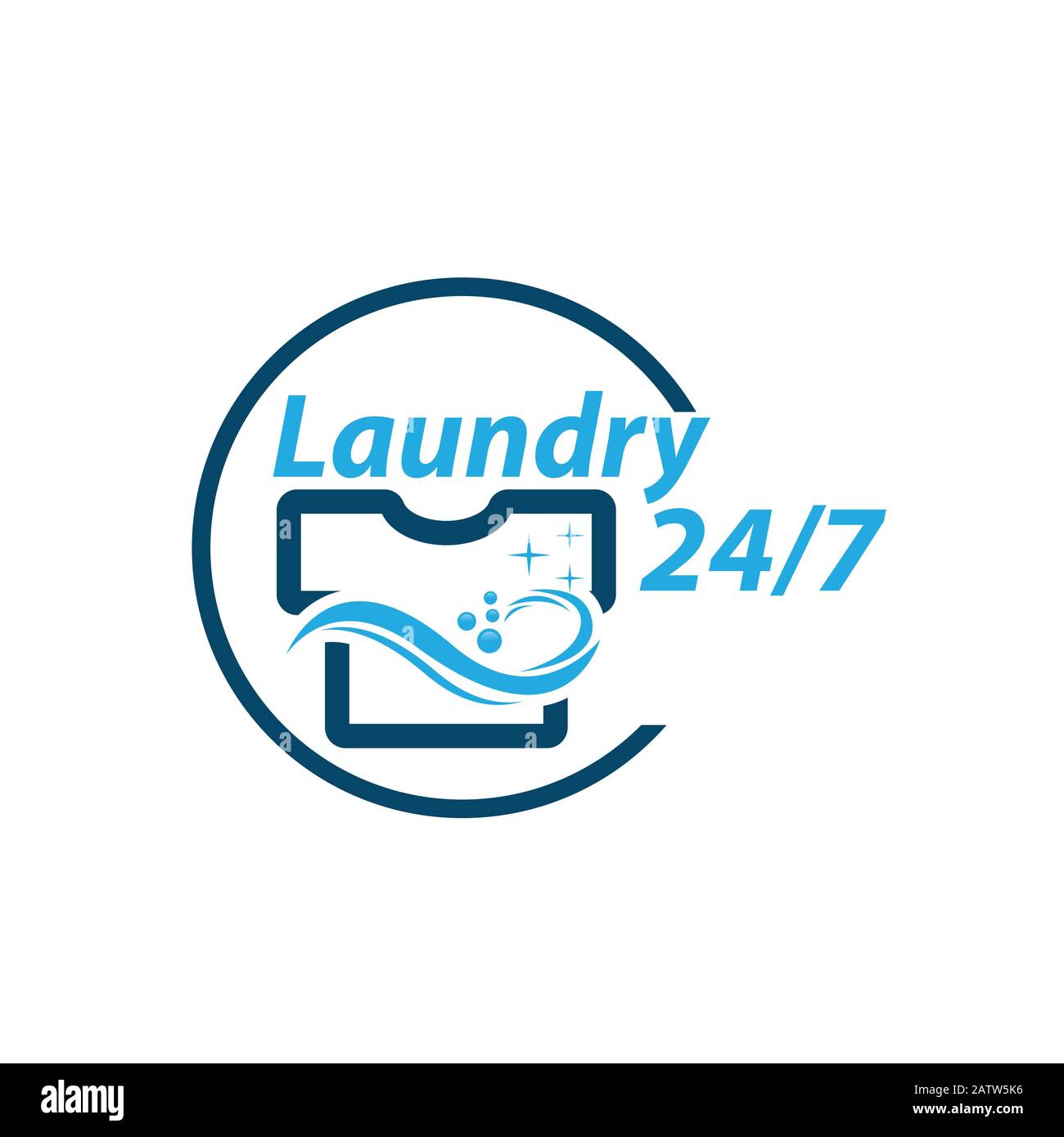 Semplice illustrazione della lavatrice lavanderia locale logo vettore per web design isolato su sfondo bianco Illustrazione Vettoriale