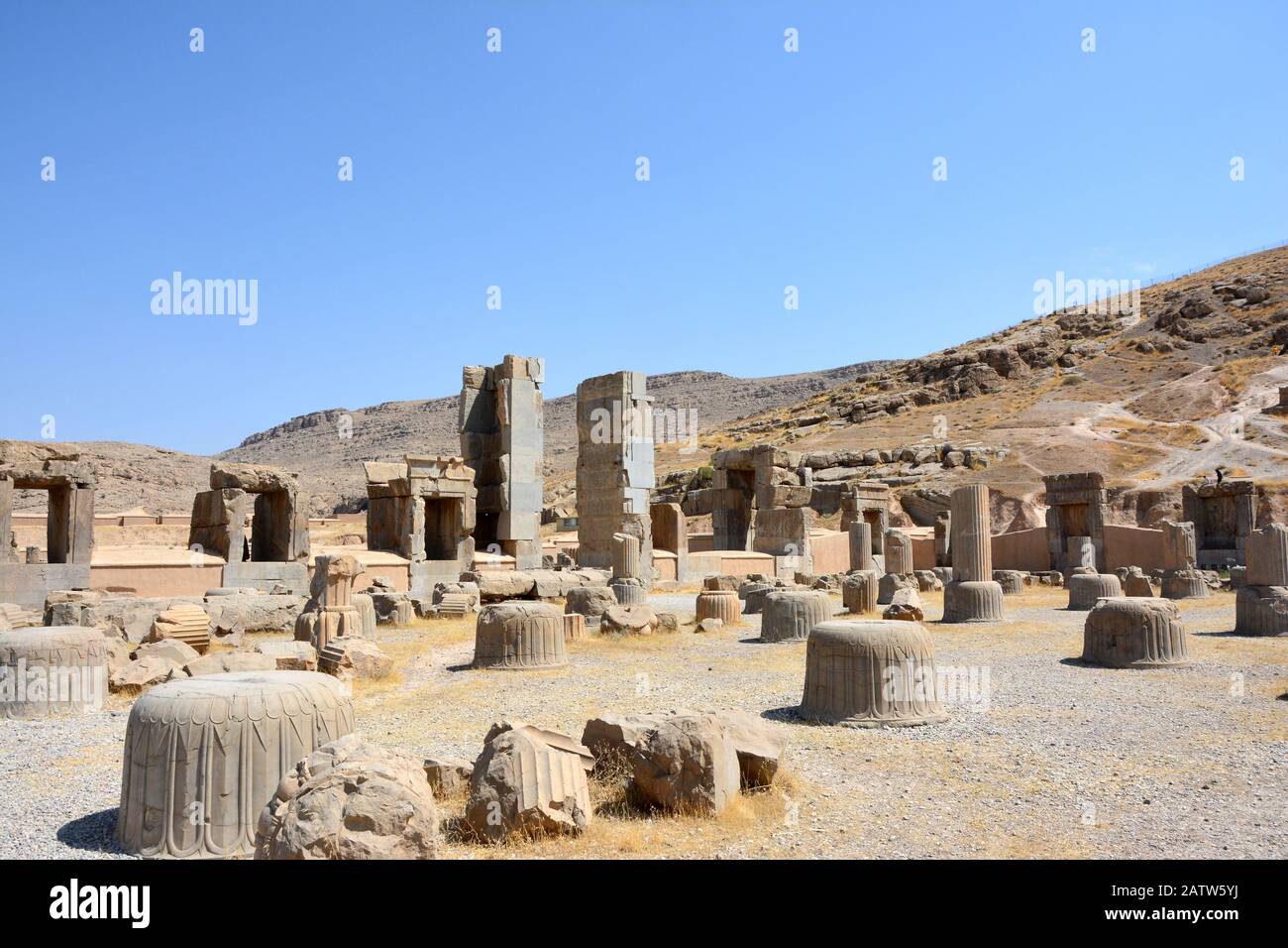 Persepolis, Sala di 100 colonne, vista parziale Foto Stock