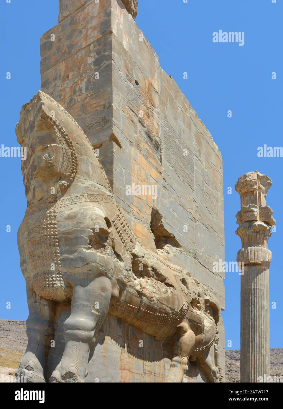 Vista parziale della porta Di Tutte le Nazioni, l'ingresso a Persepolis. Foto Stock