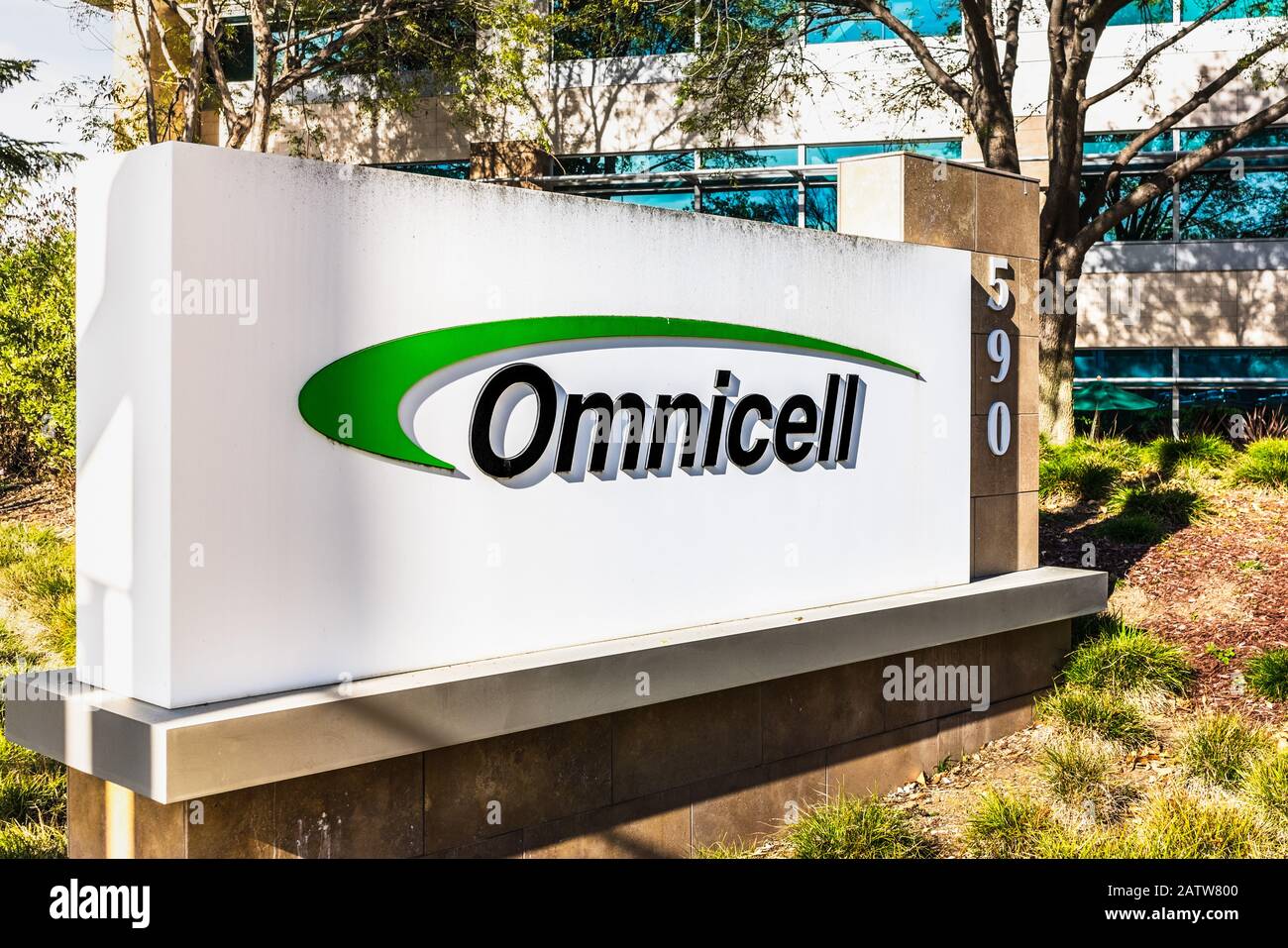 4 febbraio 2020 Mountain View / CA / USA - Omnicell HQ in Silicon Valley; Omnicell Inc fornisce sistemi e soluzioni software per la sicurezza dei pazienti e per il suo lavoro Foto Stock