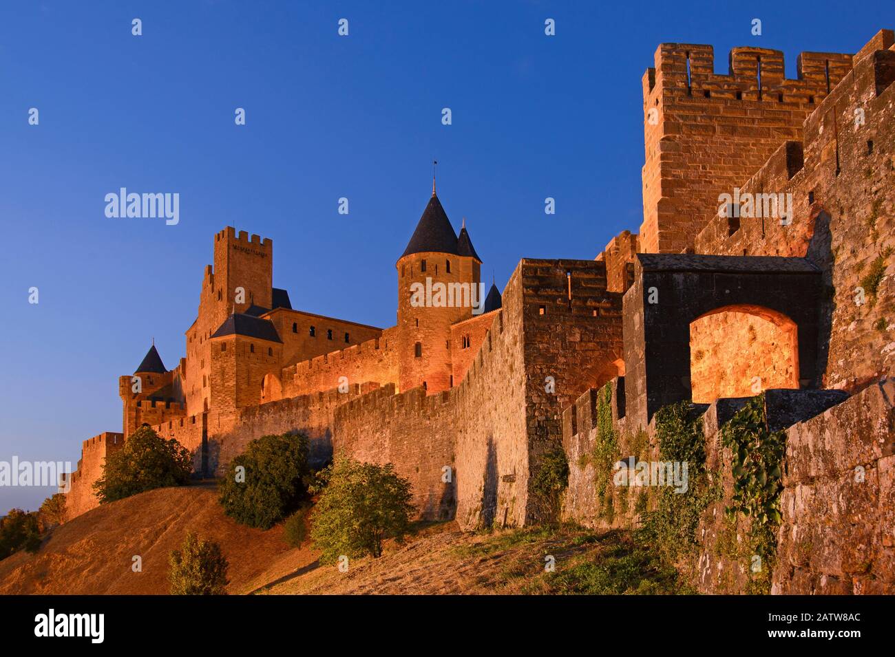 Porte De L' Aude, Carcassonne, Languedoc-Roussillon, Frankreich, Europa Foto Stock