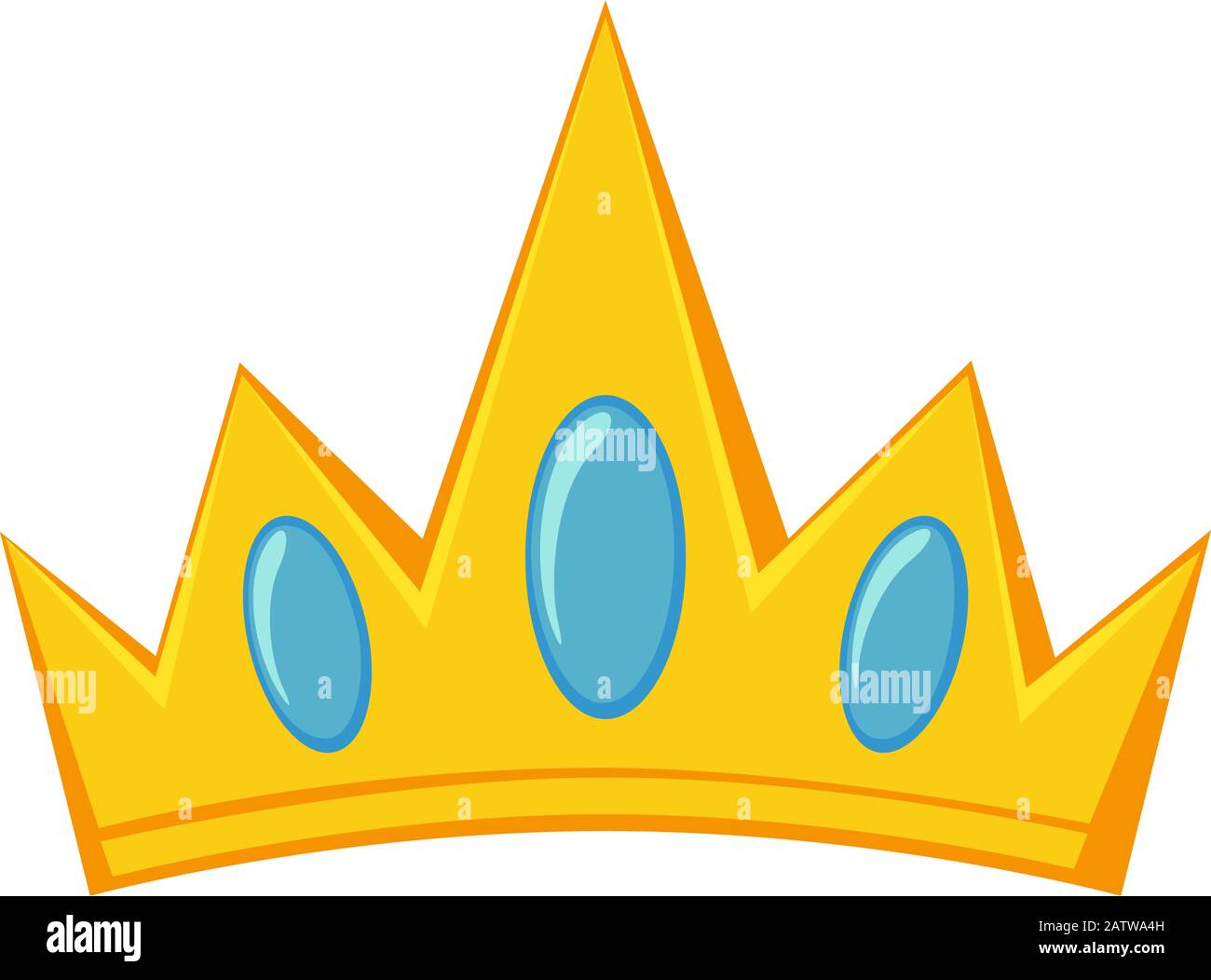 Tiara dorato cartone animato. Manifestazioni medievali. Immagine vettoriale del tema fiabesco per icona, timbro, etichetta, certificato, carta regalo, invito, coupon Illustrazione Vettoriale