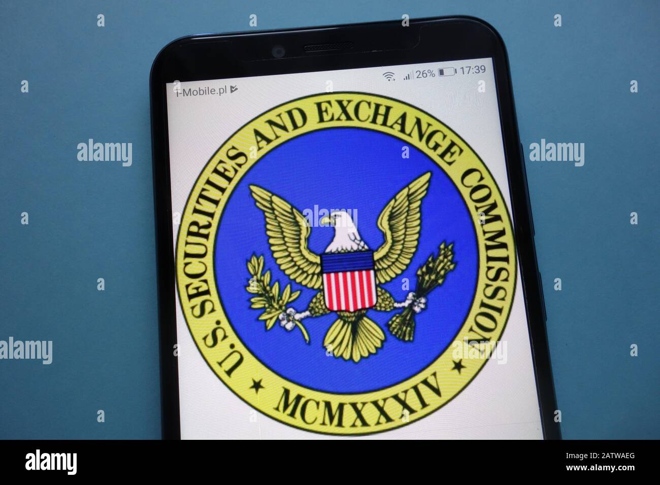 Logo U.S. Securities and Exchange Commission su smartphone Foto Stock