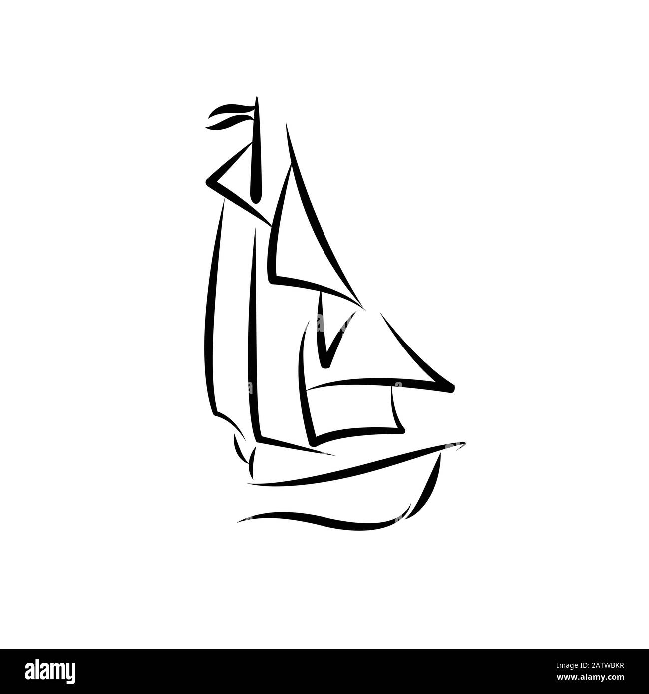 Icona vettore barca a vela su sfondo bianco. Icona di Flat Vector barca a vela simbolo segno dalla moderna collezione di trasporti per mobile concept e web apps Illustrazione Vettoriale