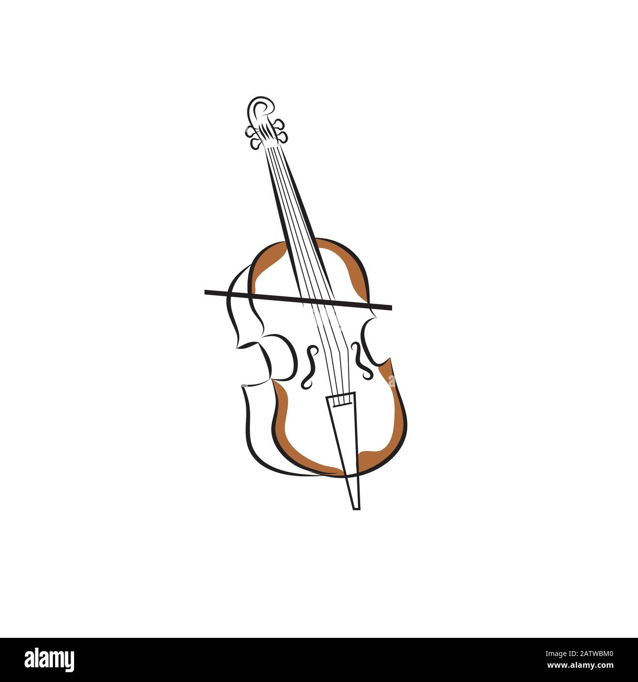 Vettore violoncello con disegno ad una linea. Illustrazione Vettoriale