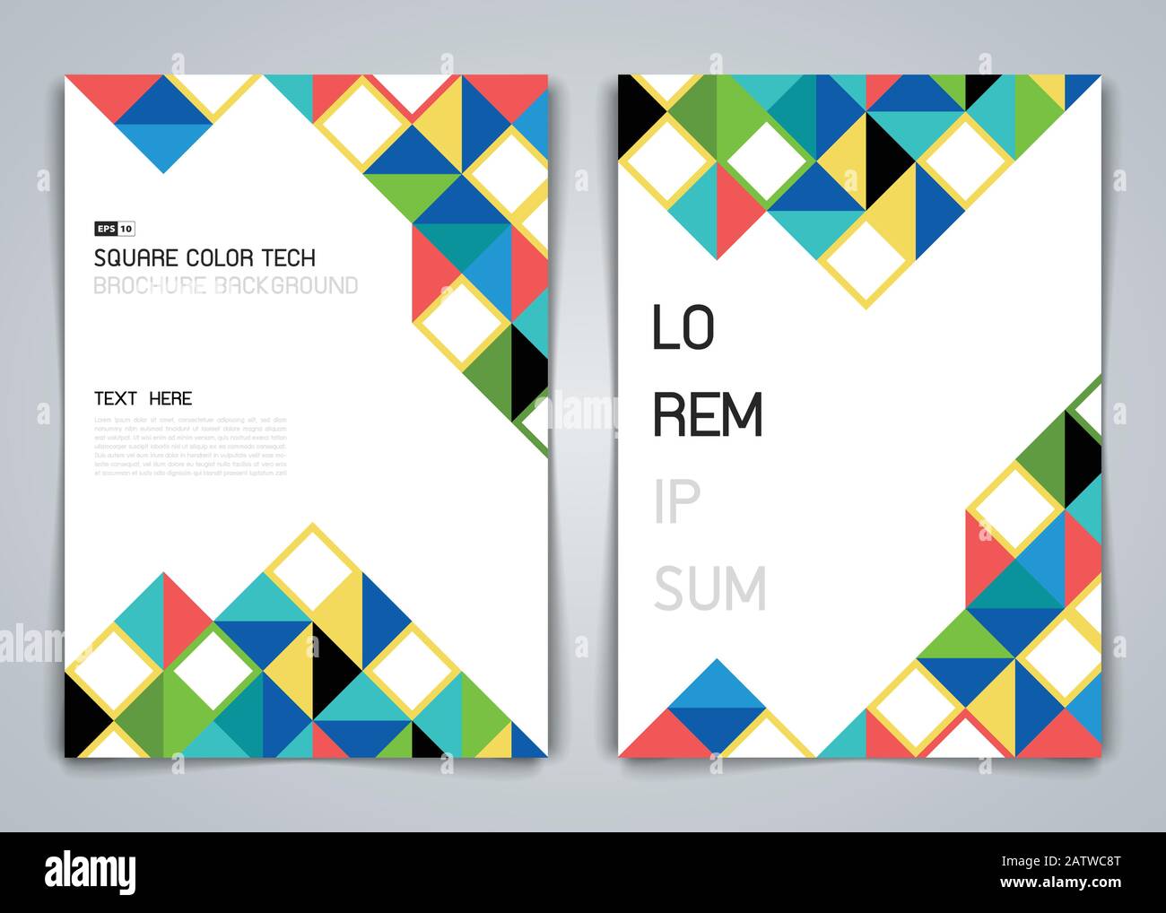 Astratto trendy minimal colorato modello geometrico quadrato brochure modello. Utilizzare per modello, annuncio, poster, illustrazione. Vettore di illustrazione eps10 Illustrazione Vettoriale